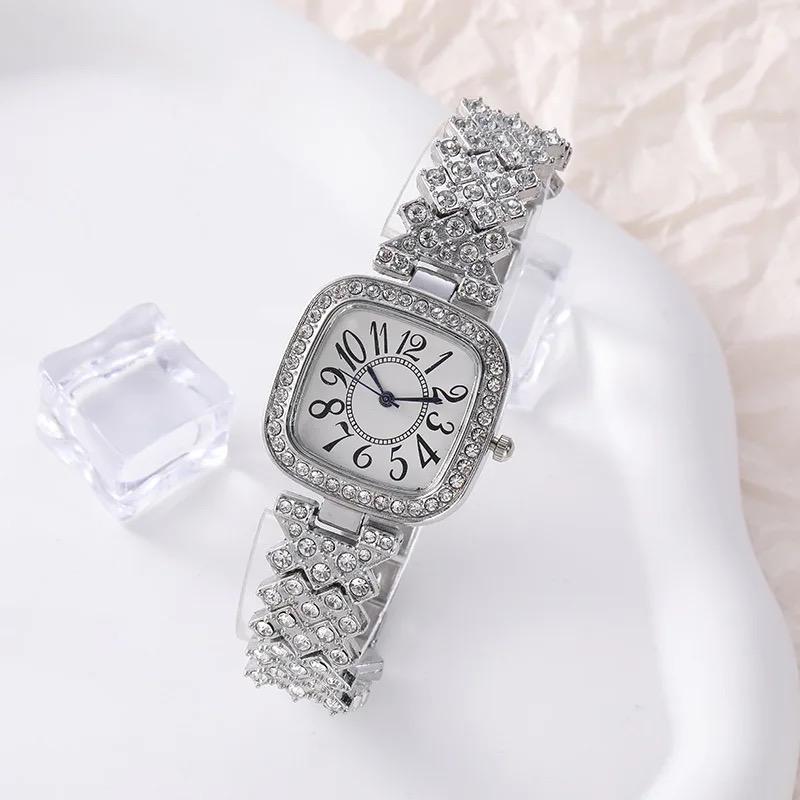 Silver Rhinestone Square Watch